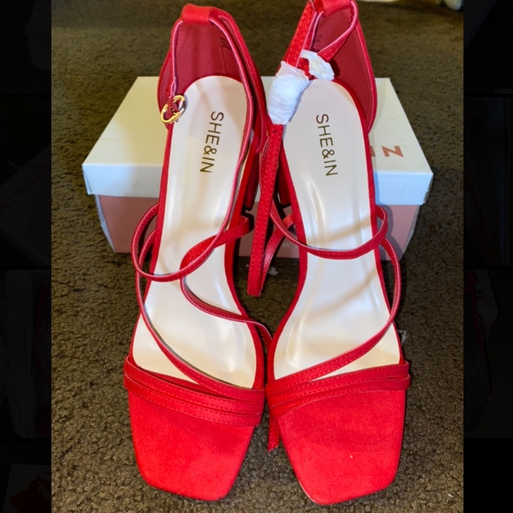 Brand New Strapped Heel Sandals - Red